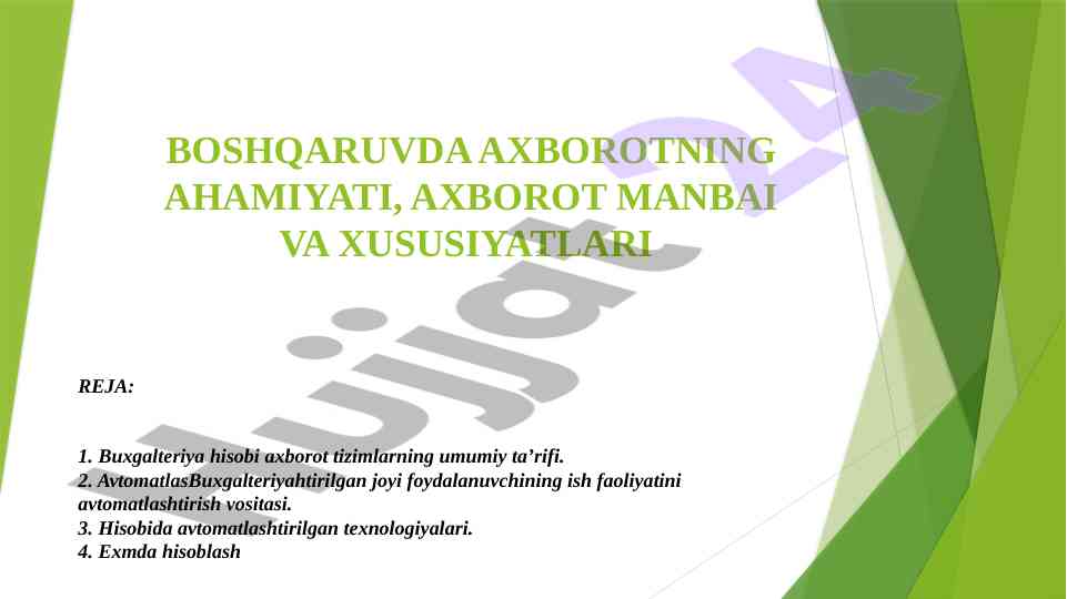 Axborot tizimlarining buxgalteriya hisobi va ahamiyati