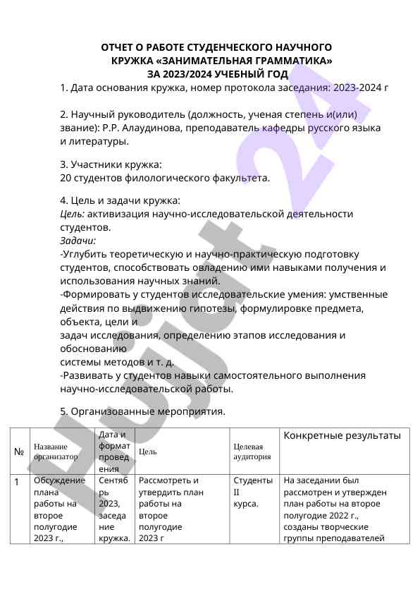 Talabalar ilmiy kruzhi faaoliyati hisoboti 2023/2024