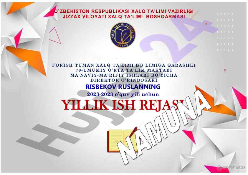 Oʻquv yili ish rejasi 2023-2024
