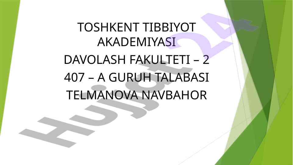 Sanitariya va epidemiya qarshi xizmat ko‘rsatish asoslari