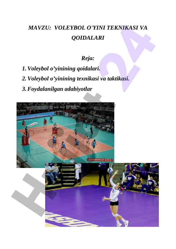 Voleybol O'yini Texnikasi Va QoidaLari