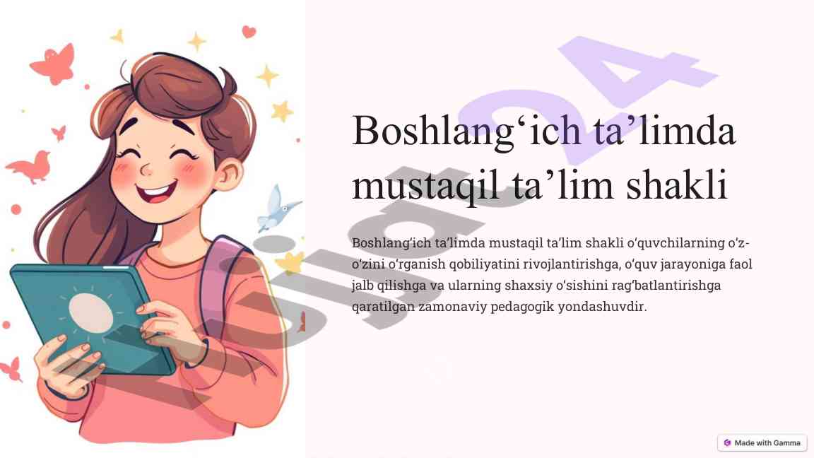 Boshlang‘ich ta’limda mustaqil ta’lim shakli
