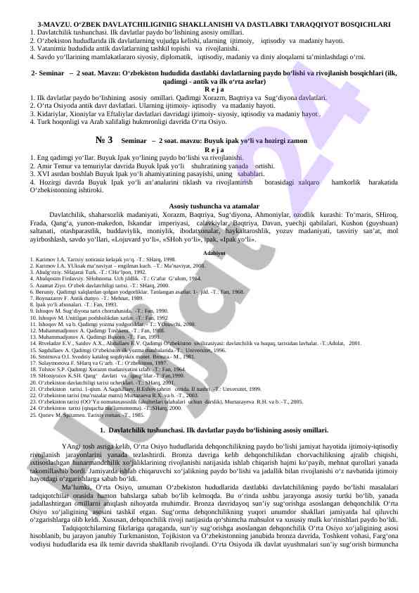 O‘zbekiston davlatchiligining tarixi va rivojlanish bosqichlari