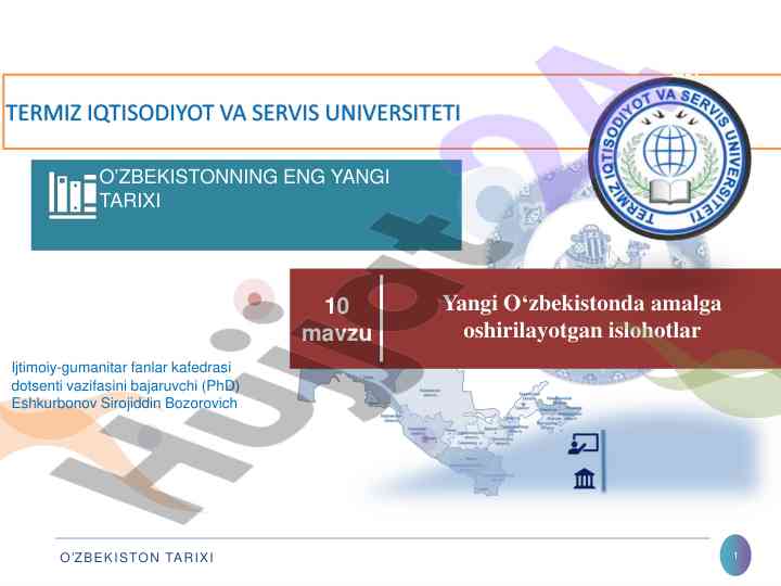 O‘zbekistonning eng yangi tarixi va islohotlari