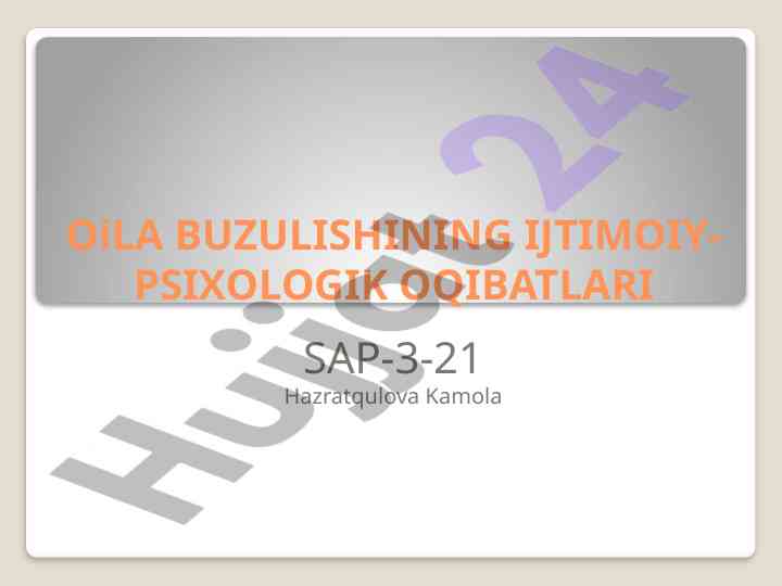 Oila buzilishining ijtimoiy-psixologik oqibatlari