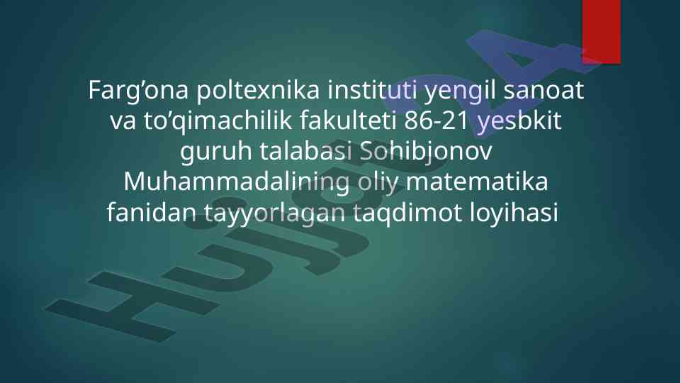 Fazoda to'g'ri chiziq va tekislik bo'yicha taqdimot