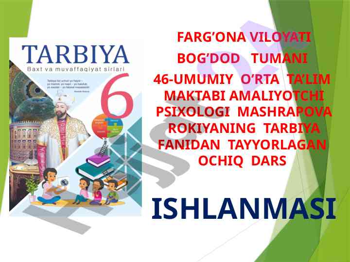 Psixologiya fanidan ochiq dars ishlanmasi