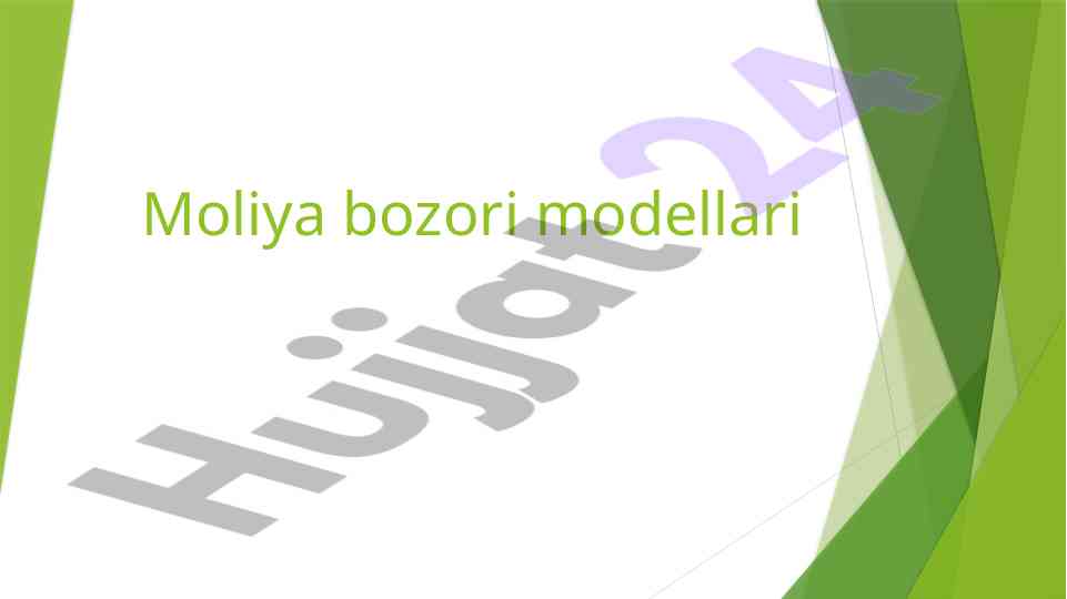 Moliya bozori modellari va ularning tahlili