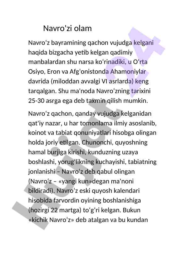 Navro‘z bayramining tarixi va an'anaviy qoidalari