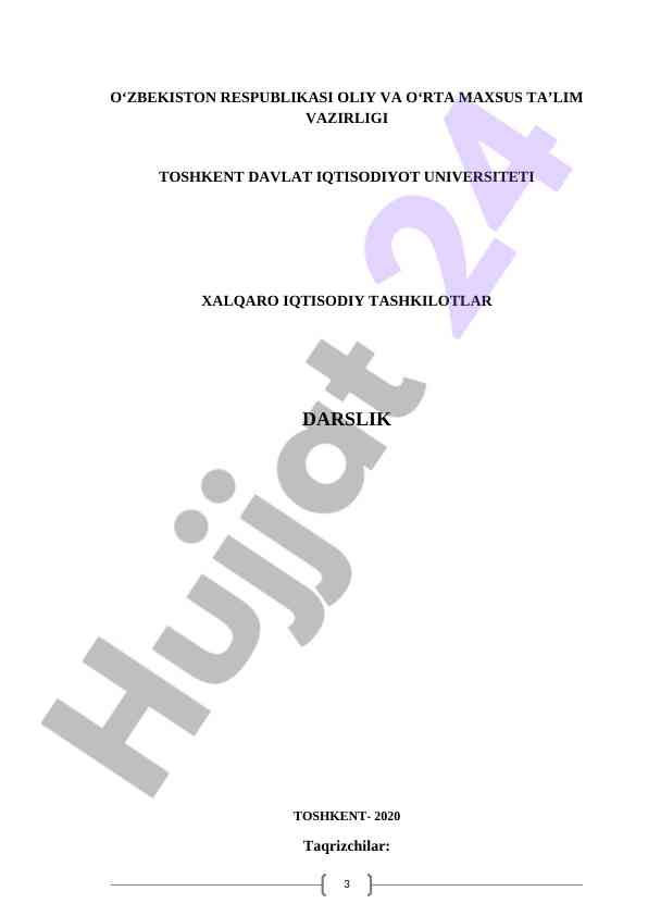 Xalqaro iqtisodiy tashkilar darslik taqrizlari