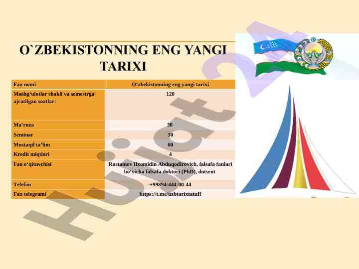 O‘zbekistonning eng yangi tarixi bo‘yicha kurs ishlari