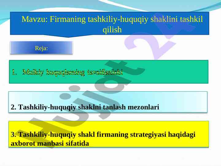 Firmaning tashkiliy-huquqiy shakli va strategiyasi