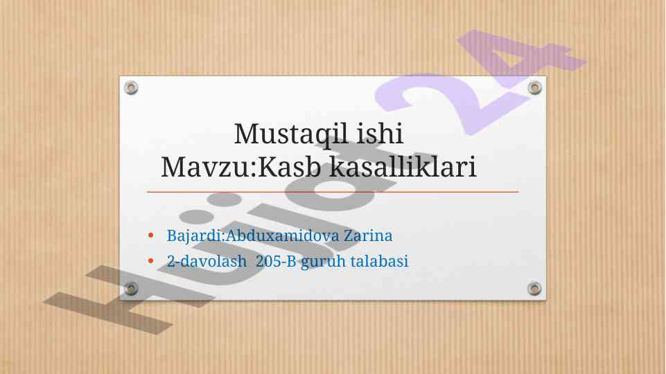 Kasb kasalliklari sabablari va oldini olish