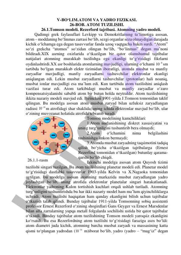 Atom va yadro fizikasi: atom tuzilishi tafsilotlari
