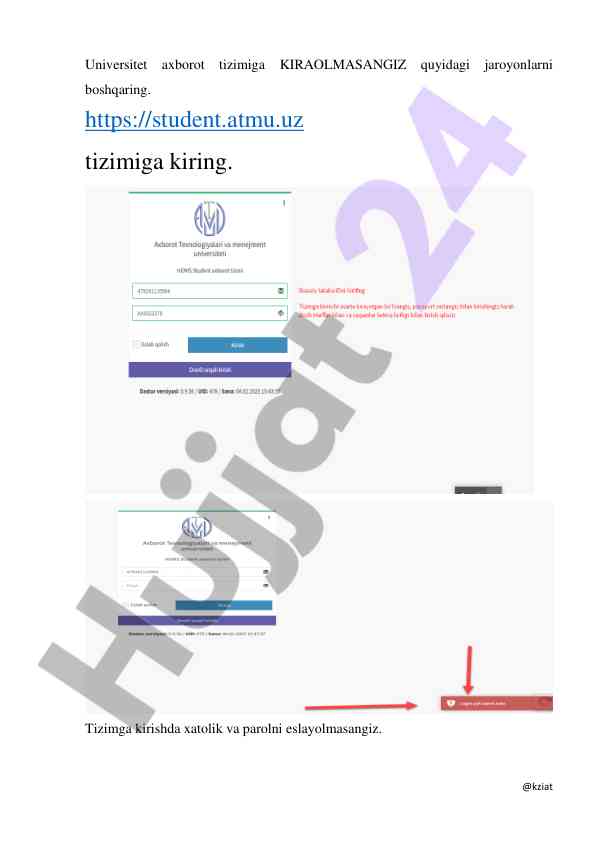 Universitet axborot tizimiga kirish qo‘llanmasi