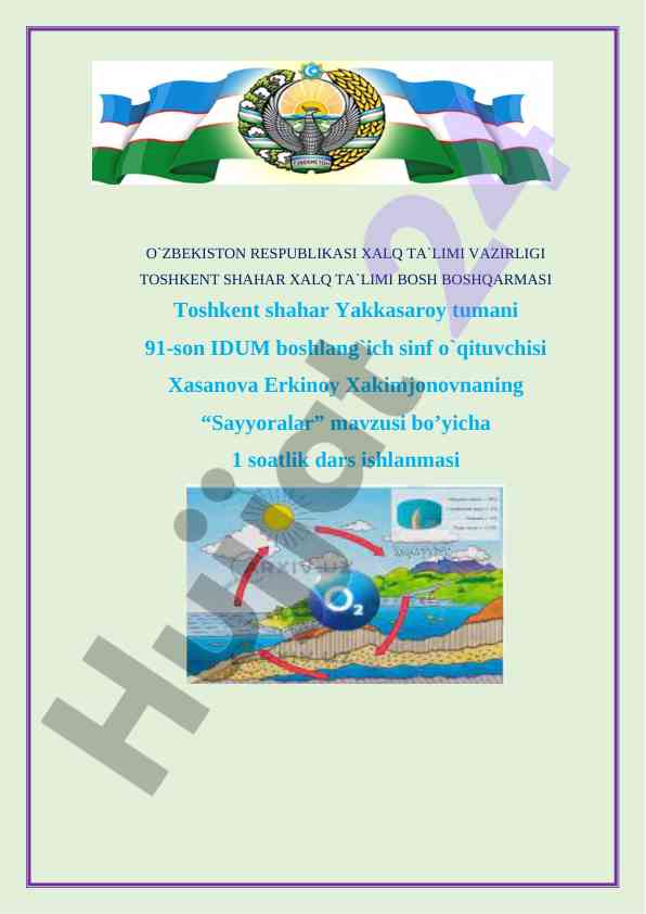 Sayyoralar mavzusi bo’yicha dars ishlanmasi