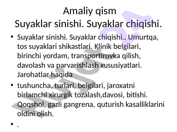 Suyaklar sinishi va ularning klinik belgilari