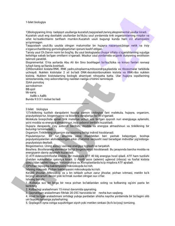 Biologiyaning ilmiy tadqiqot usullari va ahmiyati