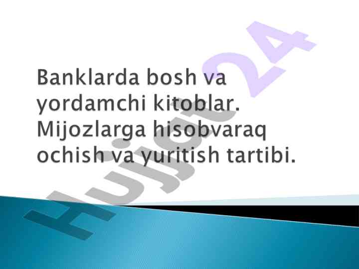Bank hisobvaraqlarini buxgalteriya hisobi