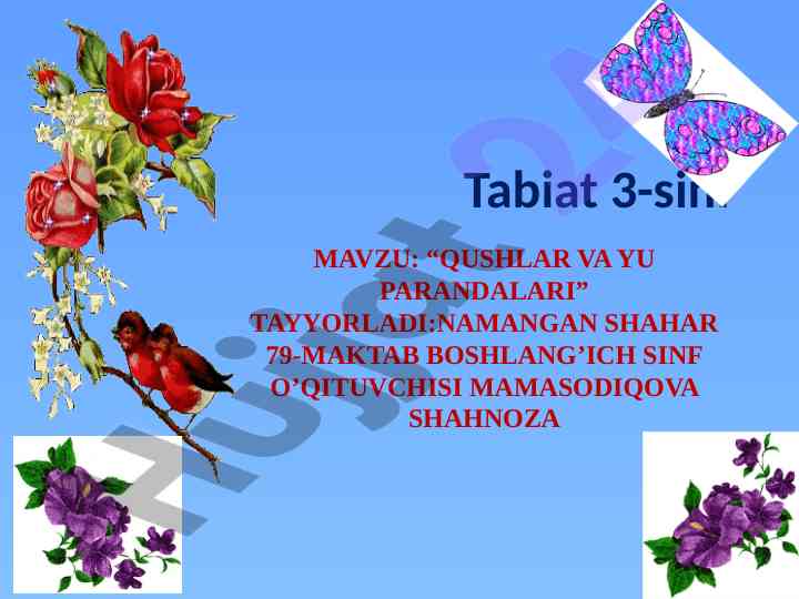 Qushlar va yu parandalari tabiat darsi 3-sinf