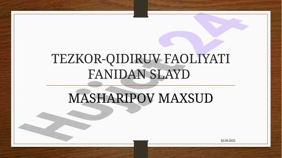 Tezkor-qidiruv faoliyati reja va majburiyatlari
