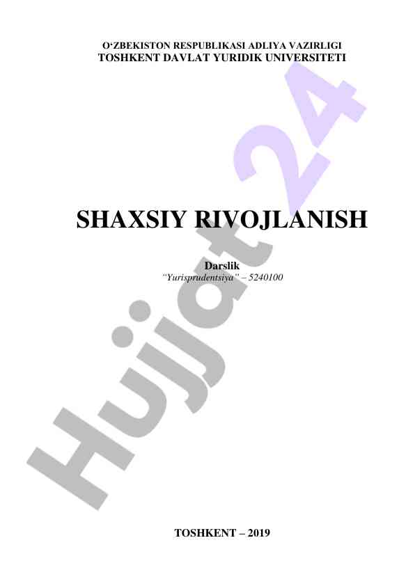 Shaxsiy rivojlanish darslik yurisprudentsiya