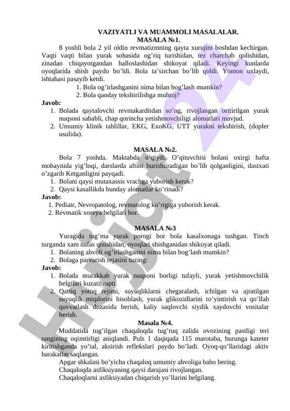 Muammoli masalalarni tahlil qilish usullari