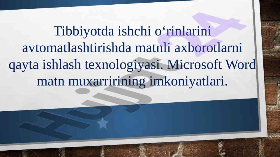 Matnli axborotlarni qayta islash texnologiyasi