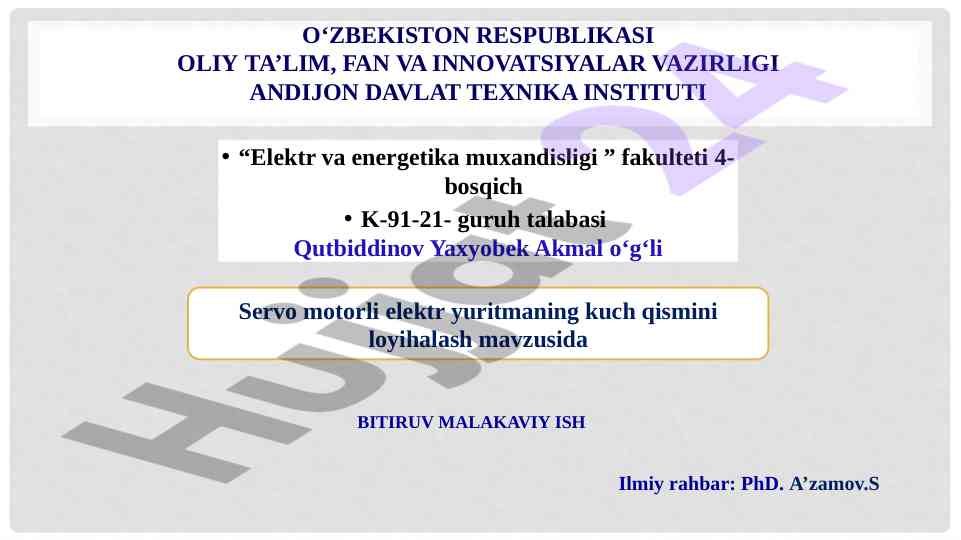 Servo motorli elektr yuritma kuch qismini loyihalash
