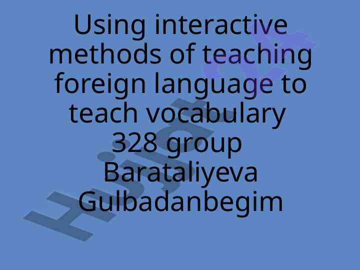 Interactive methods for teaching vocabulary in language