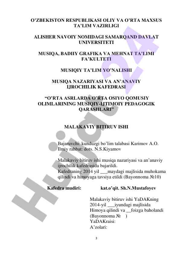 O'rta asrlarda o'rta osiyo qomusiy olimlar musiqasi