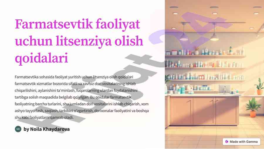 Farmatsevtik faoliyat uchun litsenziya olish qoidalari