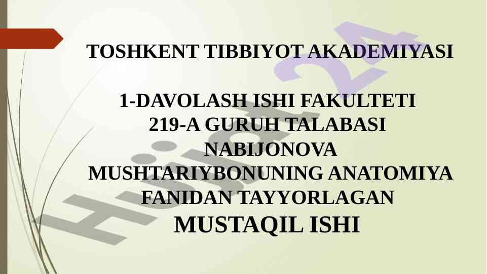 Ko’rish a’zosi anatomiyasi mustaqil ish