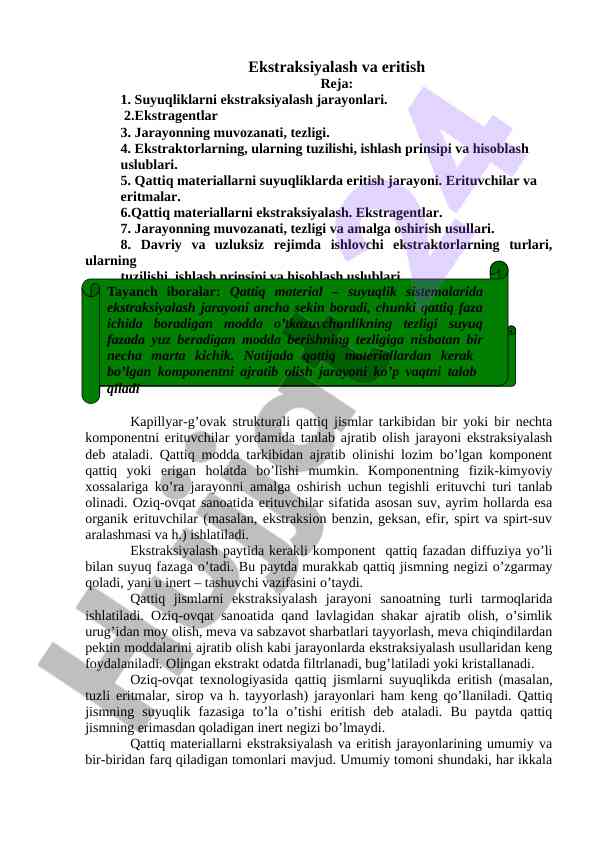 Suyuqliklarni Ekstraksiyalash Jarayonlari