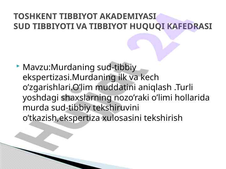 Murdaning sud-tibbiy ekspertizasi va tanatologiya