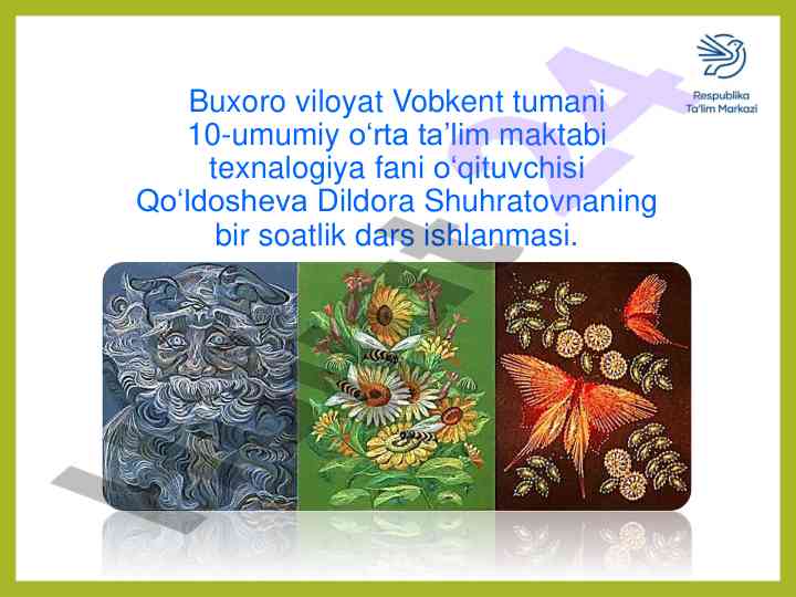Izonit texnikasi asosida tasvirlar yaratish darsi