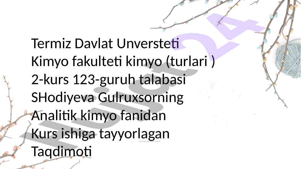Anionlarning uchinchi guruhi va ular xos sifat reaksiyalari
