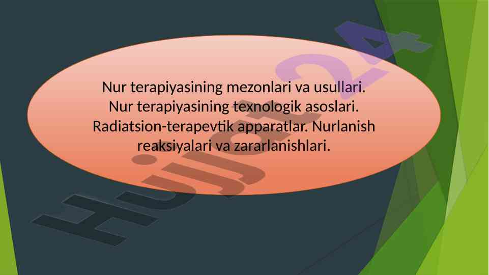 Nur terapiyasining usullari va texnologik asoslari