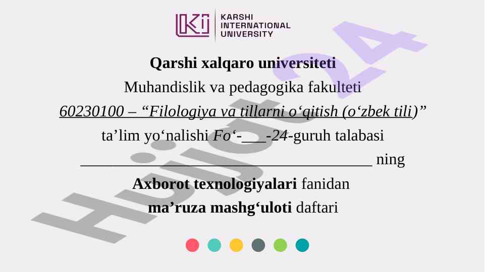 Zamonaviy taqdimot vositalari va talabalar uchun qonunlar