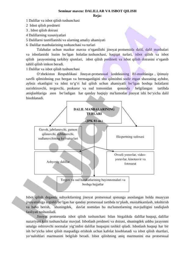 Dalillar va isbot qilish tushunchalari va usullari