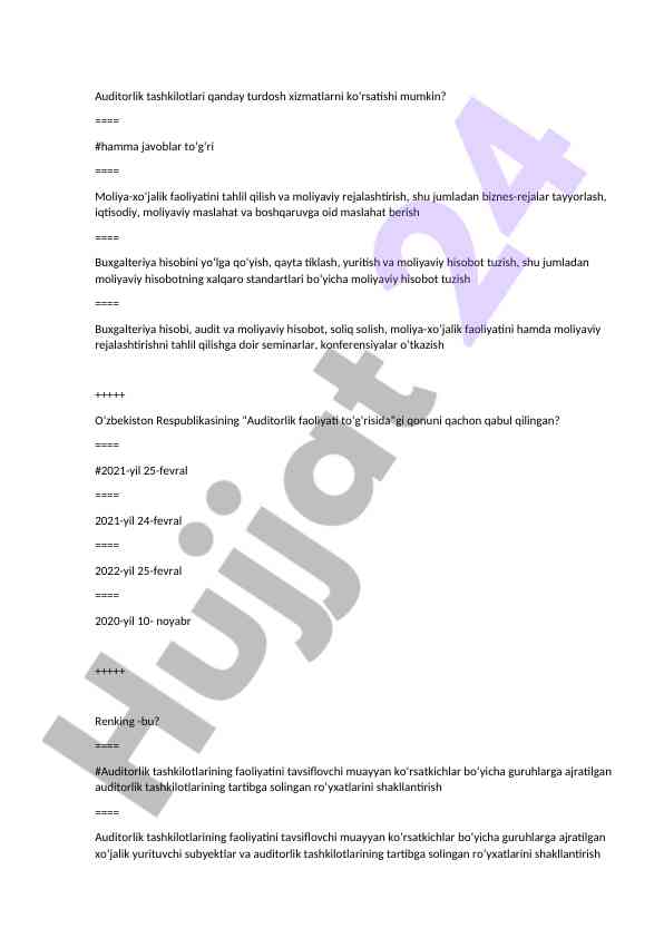Auditorlik tashkilotlari va ularning xizmatlari