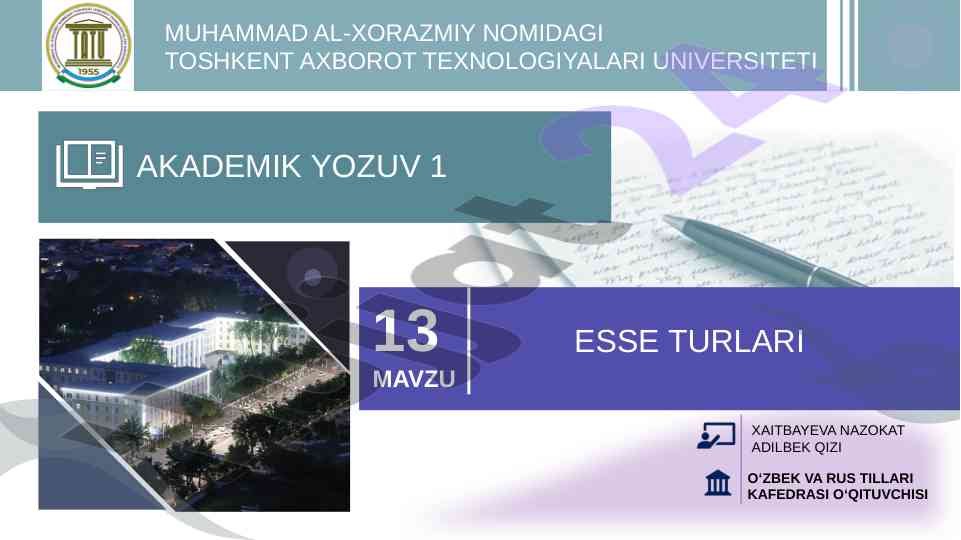 Esse turlari haqida nazariy ma’lumotlar