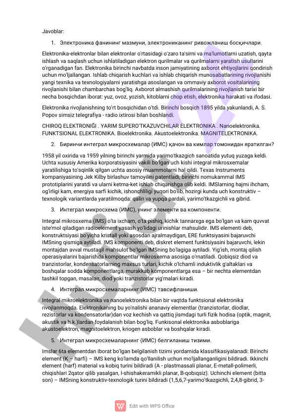Elektronika fani rivojlanishi va tarixiy bosqichlar