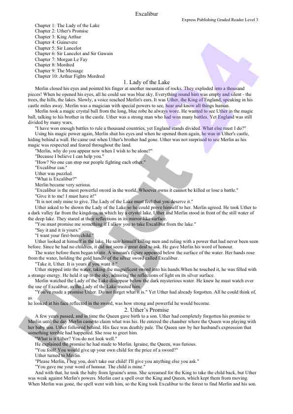 The lady of the lake graded reader level 3 overview