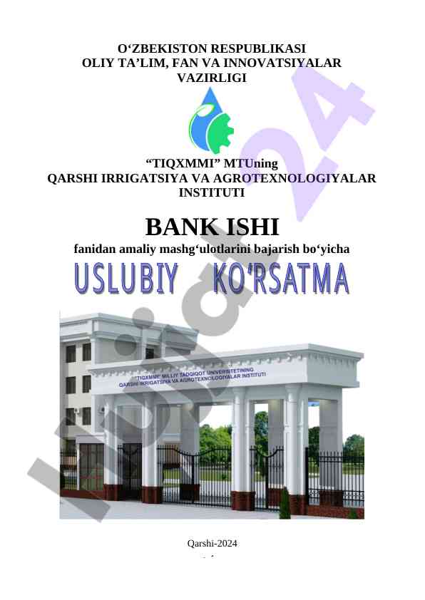 Amaliy mashg‘ulotlar bo‘yicha usuliy ko‘rsatma
