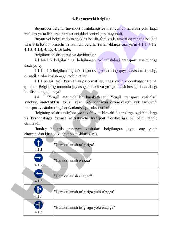 Buyuruvchi belgilar va ularning ta'siri