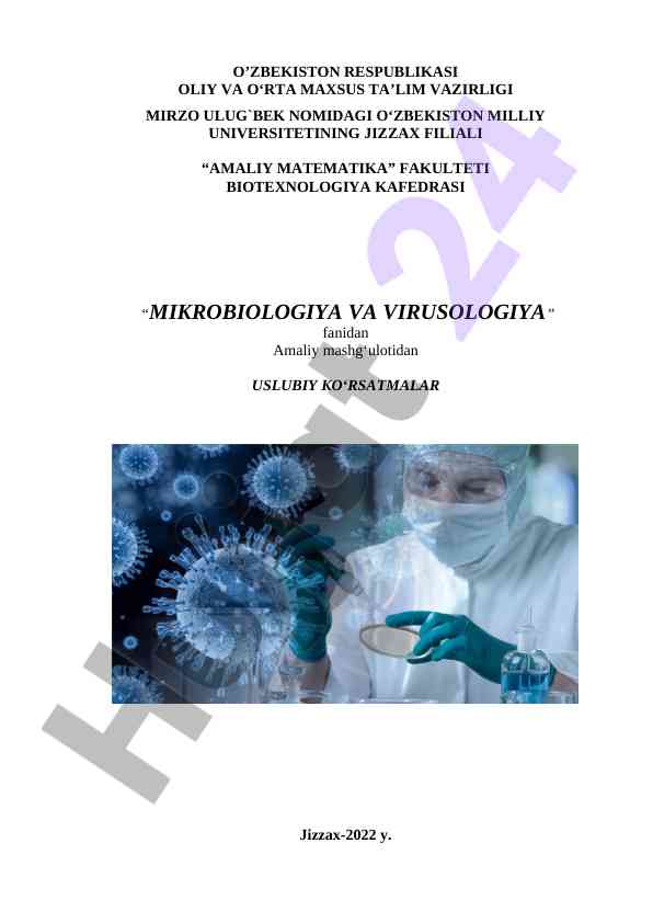 Mikrobiologiya va virusologiya uslubiy ko‘rsatmalar