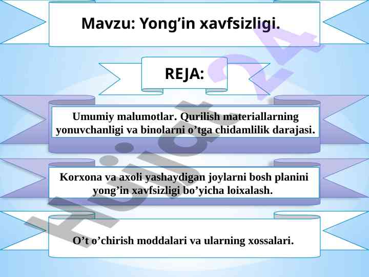Yong’in xavfsizligi va yonuvchan materiallar