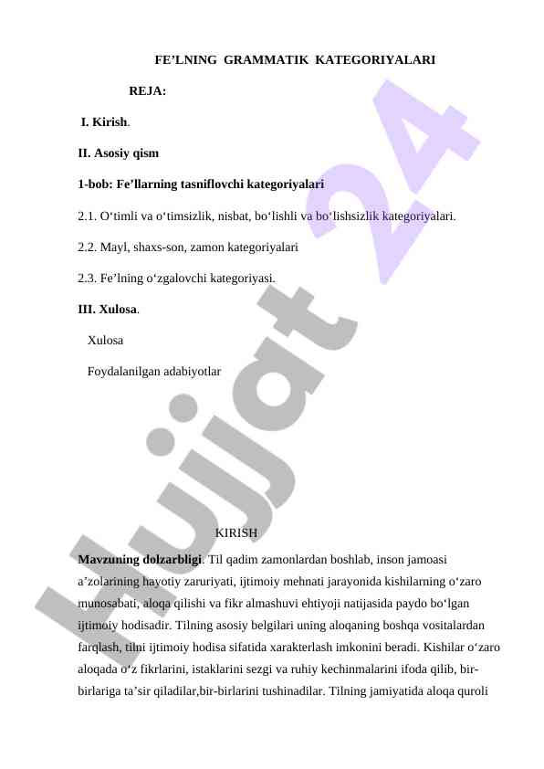 Fe'lning grammatik kategoriyalari tahlili