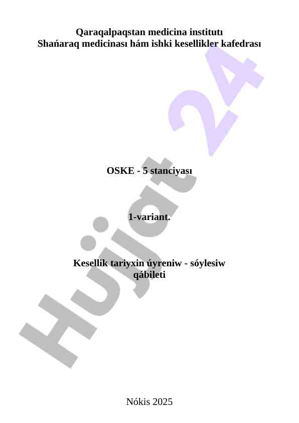 O‘pka auskultatsiyasi bólimi qisqacha maǵlıwmat